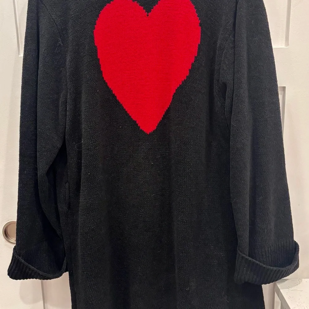 Betsey Johnson Intimates Black Open Front cardigan with Heart